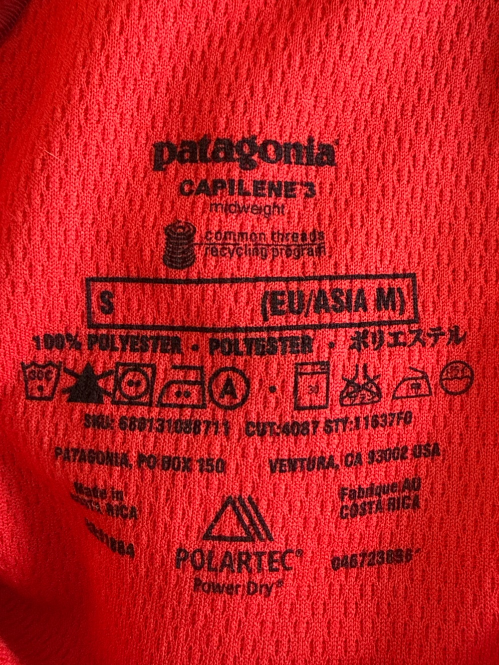Patagonia Capilene 3 Midweight 1/4 Zip Pullover Red Polartec Base Layer Tops S - Picture 6 of 7
